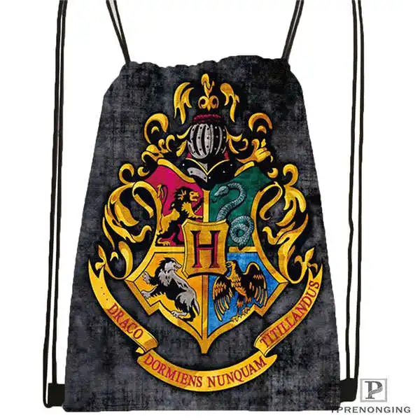 Drawstring Backpack Custom hufflepuff-походная сумка на шнурке милый рюкзак для детей(черная спинка) 31x40 см#180611-03-127 - Цвет: Drawstring Backpack