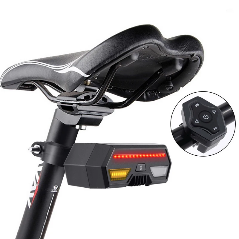 

Bicycle Rear Light Laser LED Indicator Turn Signal Taillight USB Wireless Remote Control Bike Seatpost Lamp