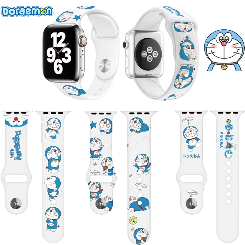 Ремешок Doraemon для Apple Watch браслет IWatch 1 2 3 4 5 6 SE 38 40 42 44 мм аниме силикагелевый Iwatch