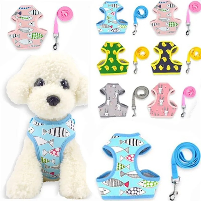 Soft Cotton Cloth Walk Out Dog Harness Vest Collar Hand Strap Safety Chihuahua Puppy Lead Leash Set Dogs Supplies | Дом и сад