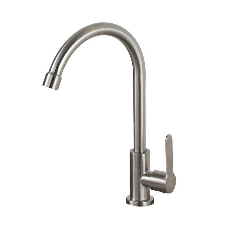 Classic Kitchen Faucet Brushed Process Swivel Spout Sink Faucet Curved Tube Single Cold Water Tap Deck Mounted Wash Basin Tap gold kitchen faucet Kitchen Fixtures