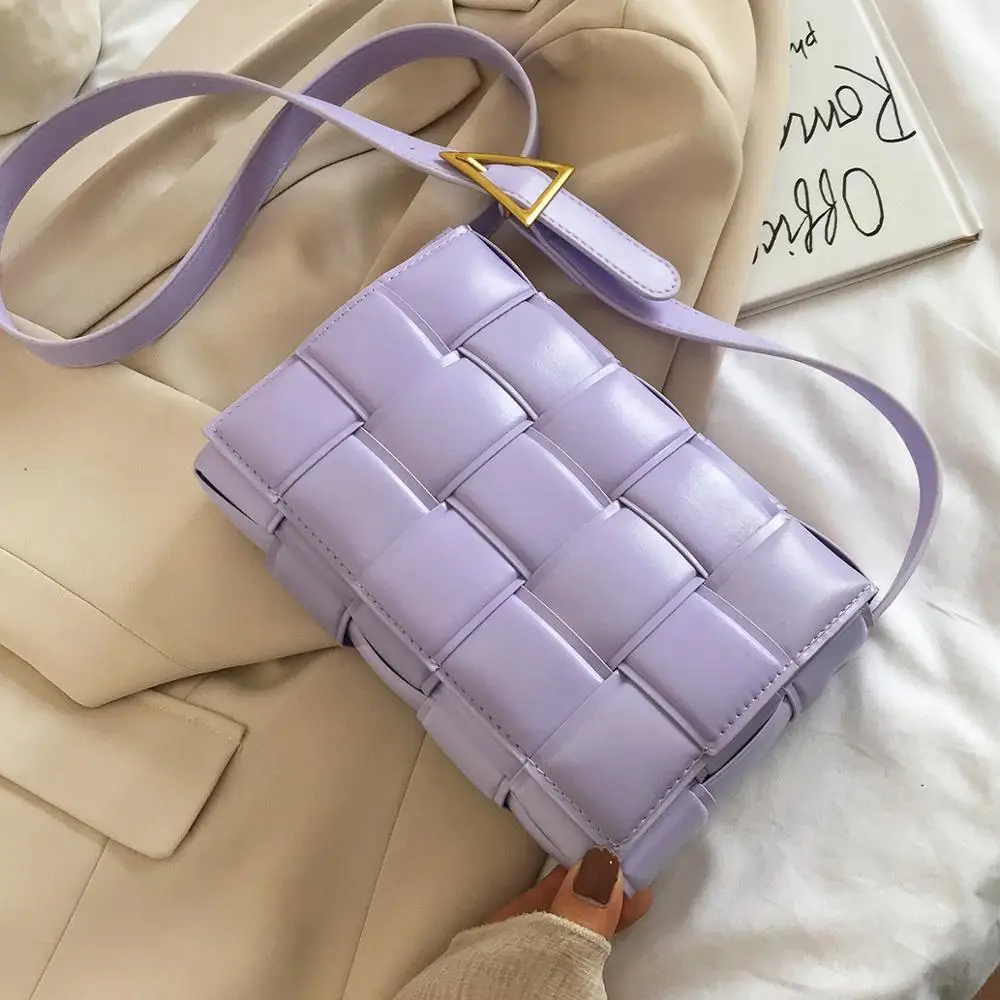 

Weave Small Shoulder Bag Women White 2020 Fake Leather Cross body Bag Summer Stylish Designer Baguette Handbags