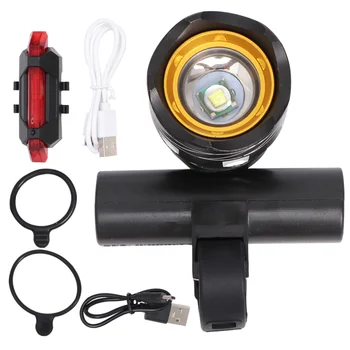 

1 Set USB Rechargeable LED USB Mountain Bike Taillight Warning Bicycle Rear Light Night Riding Warning Headlight and 918 Taillig