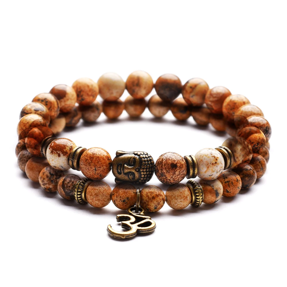 

Vintage Yoga Pendant Charm Bracelets for Women Religious Buddha Meditation Bracelet Men Jewelry New Nature Stone Prayer Bracelet