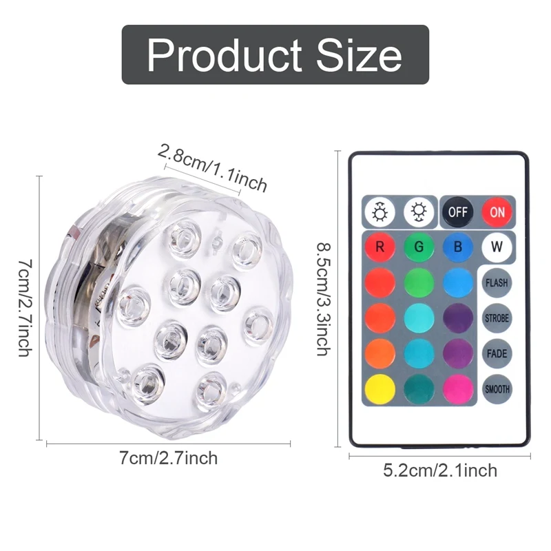 Submersível para Jardim Subaquática à Prova Piscina Fonte Spa Festa Banheiro Lâmpada Dwaterproof Água Controle Remoto 10 Led Luz 6 fonte spa festa banheiro lâmpada subaquática à