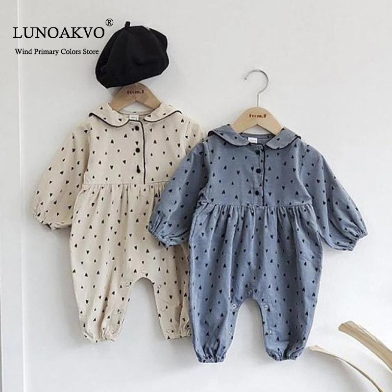 

Детский осенне-зимний бархатный комбинезон Lunoakvo с длинным рукавом и принтом в горошек теплый комбинезон для маленьких мальчиков и девочек одежда цельный для новорожденных