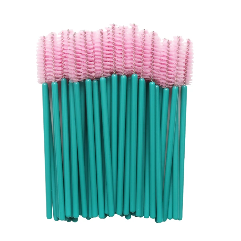 dark green pink 100 шт./лот, одноразовые палочки для ресниц, кисть для туши, косметический аппликатор для макияжа, цвет бровей - Handle Color: dark green pink