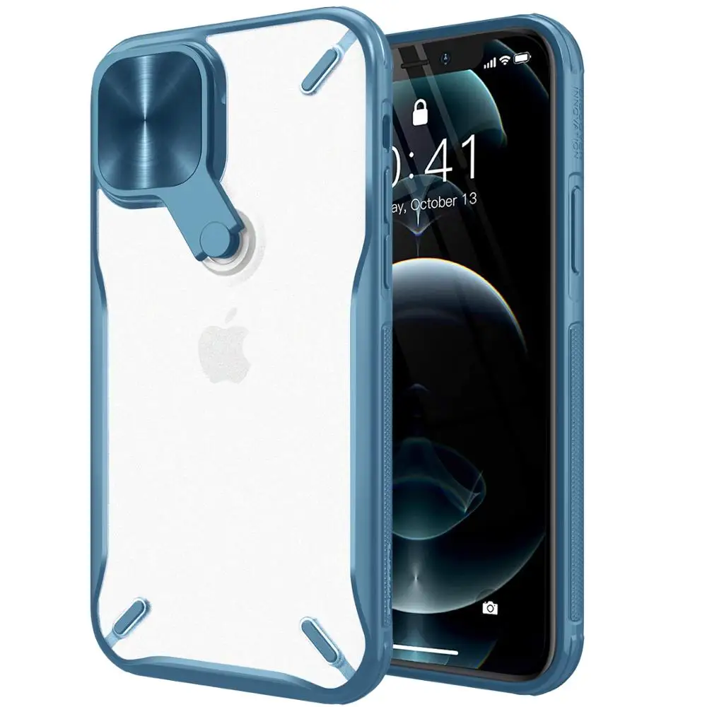 For iPhone 12 Pro Max CaseNILLKIN Camera Protection Cover Stand Case For iPhone 12 Mini PC+TPU Material Phone Case for iPhone12