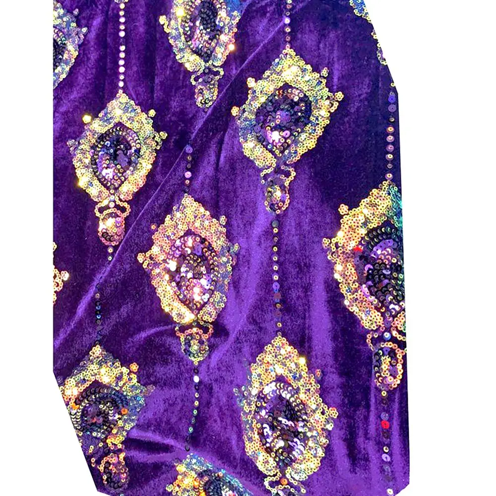 Высокое качество бархат с дизайном необычные красочные вышивки ткани CL64102