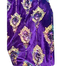 Высокое качество бархат с дизайном необычные красочные вышивки ткани CL64102