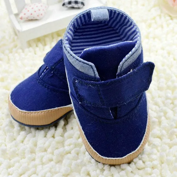 Newborn Baby Boys Cotton Ankle Canvas High Crib Shoes Casual Sneaker Toddler First Walkers
