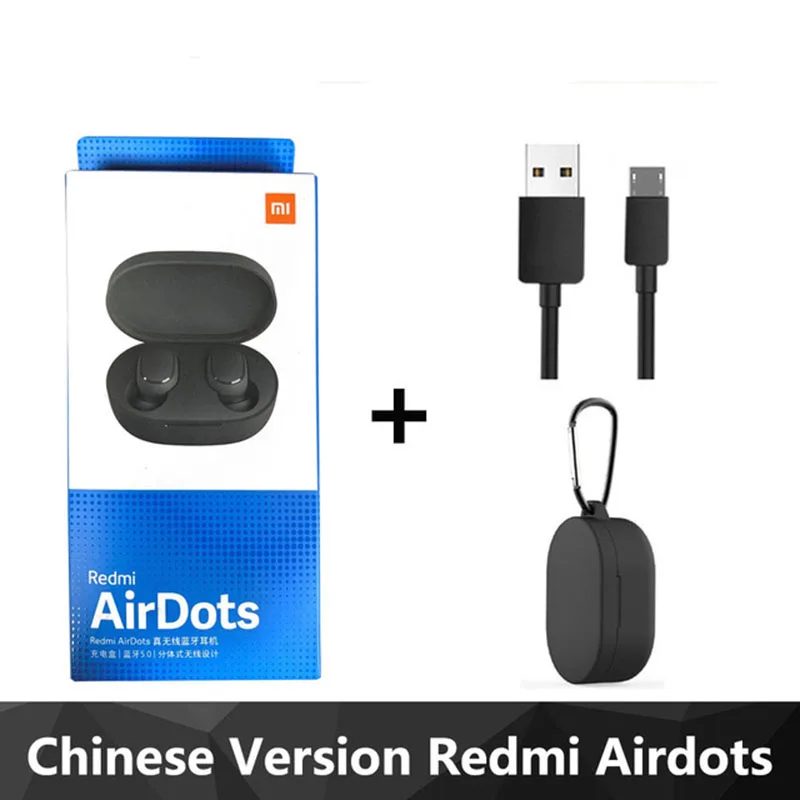 Оригинальные Xiaomi Redmi Airdots, глобальная версия, Xiaomi, беспроводные наушники, голосовое управление, Bluetooth 5,0, шумоподавление, fone de ouvido - Цвет: Black