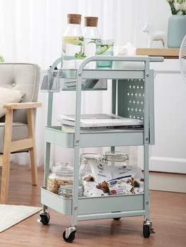 

Kitchen Floor Floor Multi-layer Trolley Toilet Living Room Shelf With Wheel Storage Rack Silent Universal Wheel Deco Maison