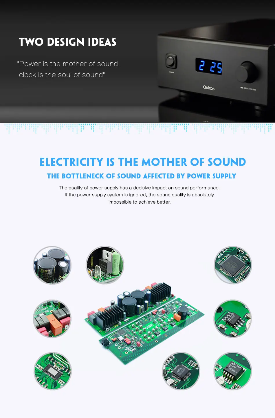 Quloos QLS QA690 HiFi усилитель профессиональный высококачественный цифровой DSD 24/192 Бесплатный декодирующий усилитель мощности