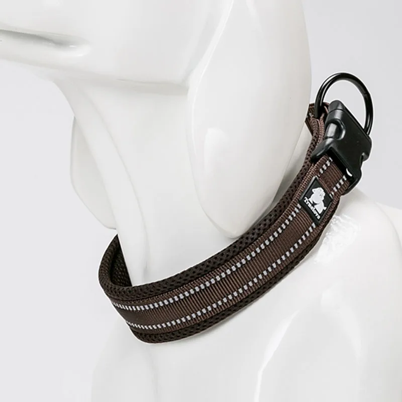 brown dog collar Truelove нейлоновый ошейник для собак, мягкие широкие ошейники для больших и маленьких собак, мягкий Светоотражающий ошейник для дрессировки собак, кошек, домашних животных - Цвет: brown dog collar