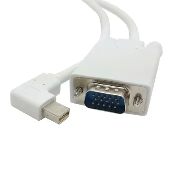 

White Left Angled 90 degree Mini DisplayPort DP male to VGA RGB male Monitors projectors Cable 1.5m