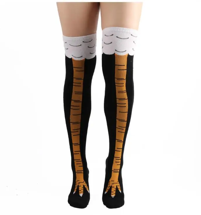 Носки с куриными ножками, забавные носки, японские забавные длинные носки, женские гольфы выше колена, женские чулки, рождественские хлопковые носки - Цвет: 00748-01