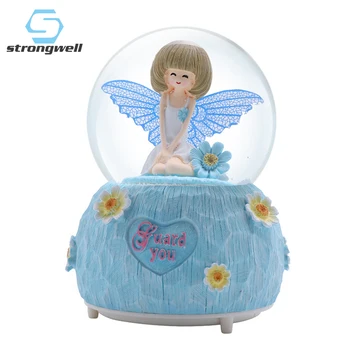 

Strongwell Guardian Angel Crystal Ball Music Box Home Decoration Accessories Miniature Figurine Girl Lover Valentine's Gifts