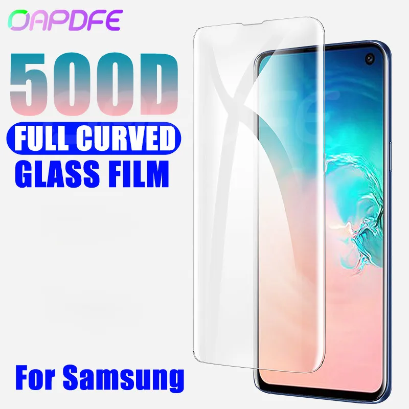 

500D Full Protective Glass For Samsung Galaxy S10 S9 S8 Plus S10e S7 Edge Note 10 9 8 Tempered Screen Protector Glass Film Case