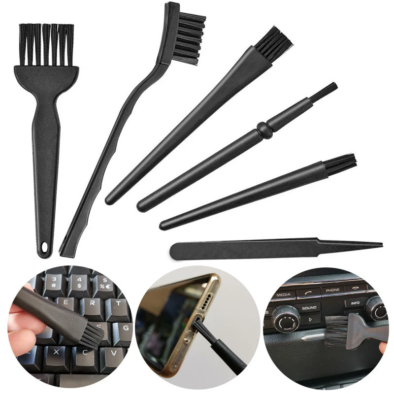 6 In 1 Black Keyboard Cleaning Brush Kit Small Computer Dust Brush