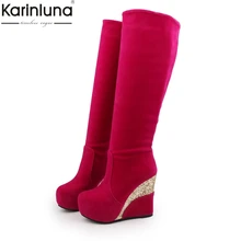 Г. Женские классические туфли на танкетке большого размера 41 сапоги до колена на высоком каблуке Женская обувь женская зимняя обувь женские ботинки