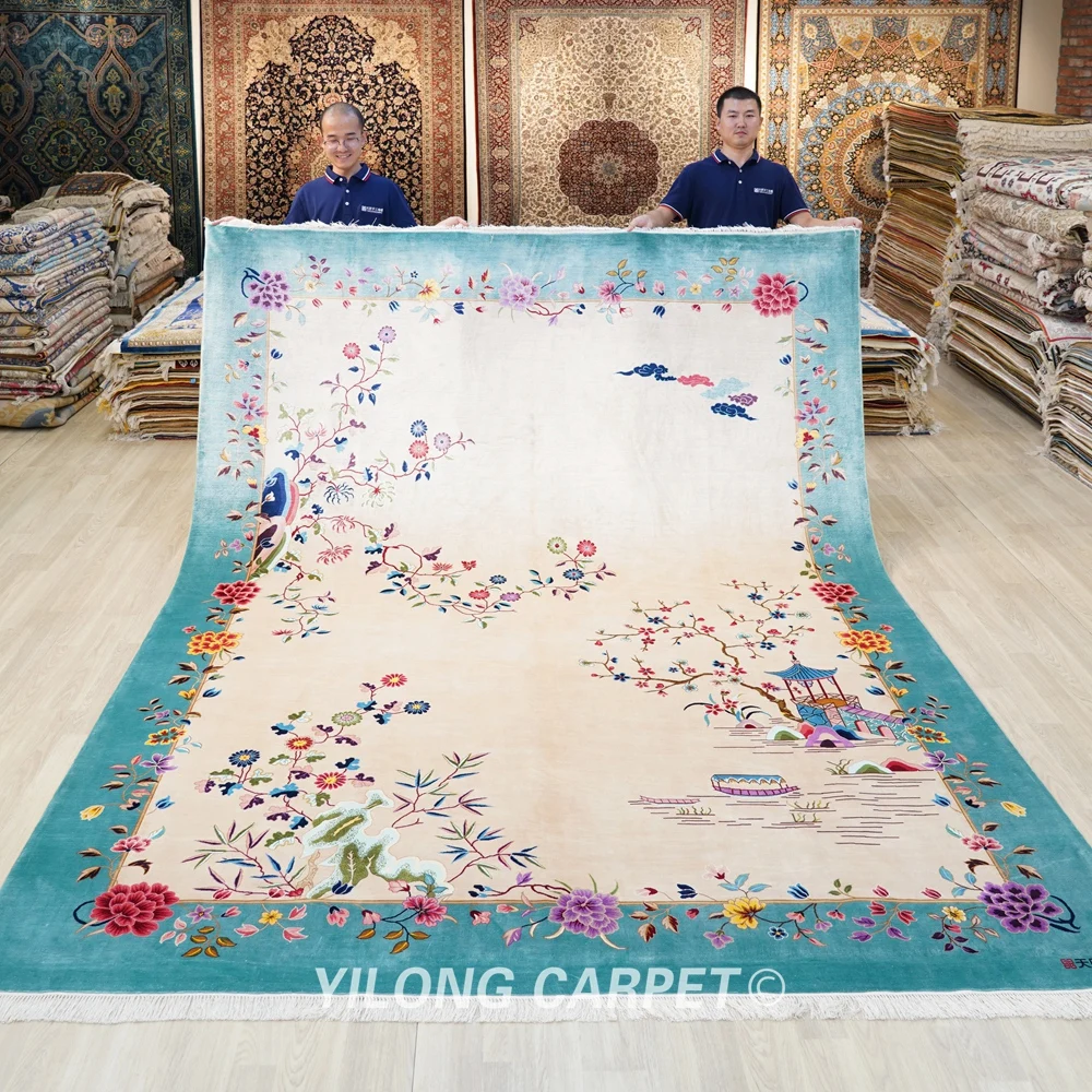 YILONG 8'x10' Vintage Art Deco Hand Knotted Oriental Chinese Silk Rugs | Дом и сад