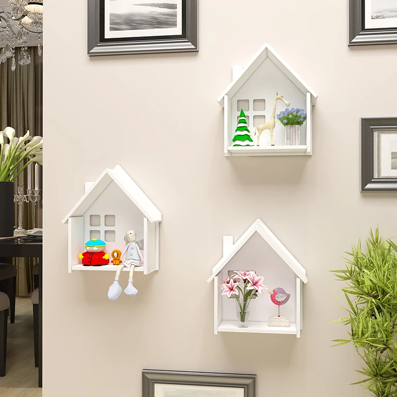 Wall Decoration Storage Shelf Living Room Bedroom Decoration Shelf Small House Hangers Partition Pendant Decoration Not Punched