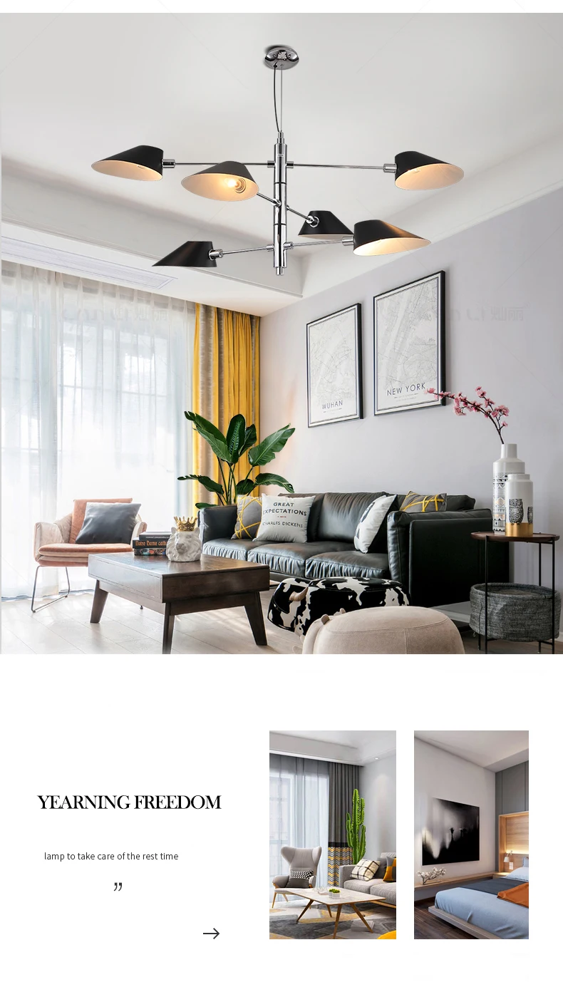 Modern Designer Chandelier For Living Room Vintage Rotatable Suspension Industrial Chandelier Lighting Hanging Lights Fixture