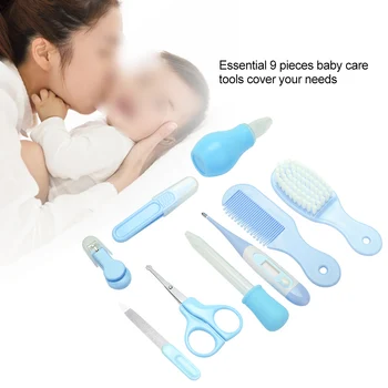 

9Pcs/Set Newborn Baby Kids Nail Hair Health Care Thermometer Trimmer Cleaner Toothbrush Safety Tools Grooming Brush Baby Care