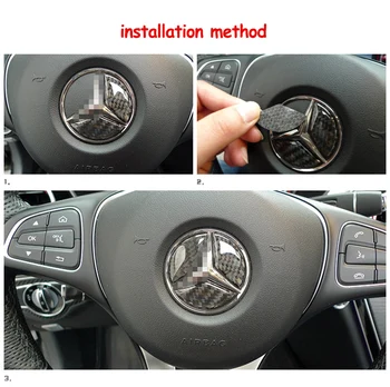 

For Mercedes benz A B C E CLA GLA GLC Class W204 W205 W212 W213 Car steering wheel Emblem cover sticker carbon fiber style