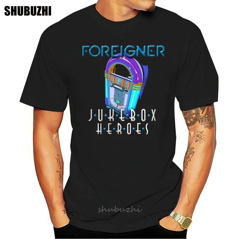 New Foreigner Jukebox Heroes 80s Rock Band Black Men's T-Shirt Size Cartoon t shirt men Unisex Fashion tshirt free shipping | Мужская