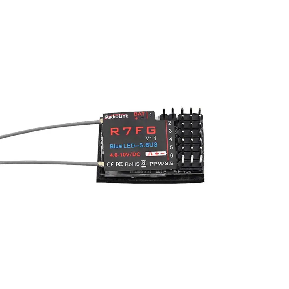 

Hot RadioLink R7FG 2.4GHz 7CH Dual Antenna Reciever High Voltage Integrated Gyro Version For Radiolinks RC6GS RC Transmitter
