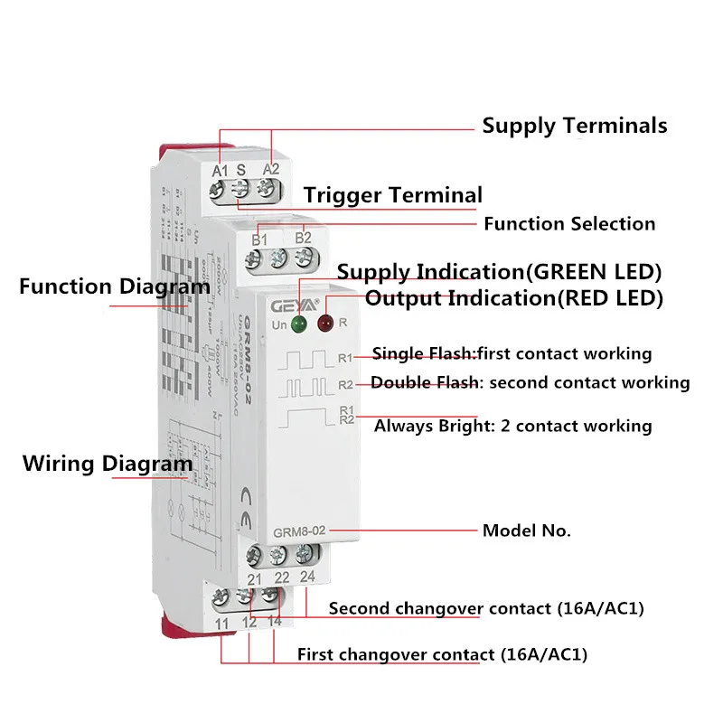 Din-рейка электронное реле с фиксацией Реле памяти SPDT 16A шаг реле AC230V или AC/DC12-240V импульсное реле GRM8