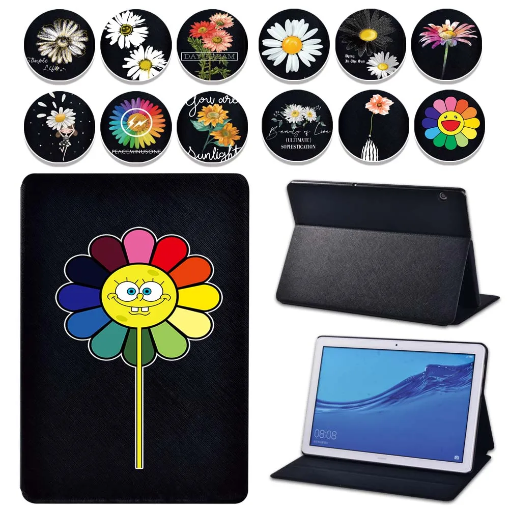

Simple Cartoon Pattern Foldable Flip Tablet Case for Huawei MediaPad T3 8/T3 10 9.6/T5 10 10.1 Inch Soft Shell Tablet Cover Case