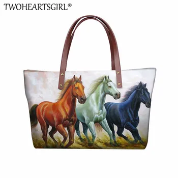

TWOHEARTSGIRL 2Pcs/Sets Handbags and Wallets Crazy Horse Print Large Capacity Shoulder Bags for Women Party Top-handbags