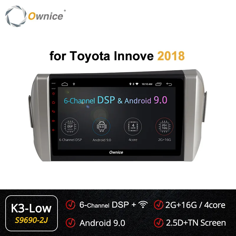 S9690-2 K3 LOW Ownice Android 9,0 8 ядерный " 2 DIN k3 k5 k6 для Toyota Innova 360 Panorama DSP 4G LTE SPDIF автомобильный стерео gps плеер - Цвет: S9690-2 K3 LOW