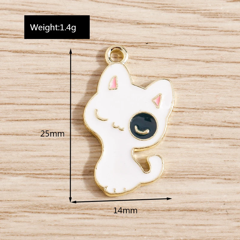 10 stücke 25x22mm Cartoon Emaille Tier Katze Charms Anhänger für Ohrringe Halskette Armbänder DIY Handwerk Schmuck Herstellung Zubehör – Detail 21