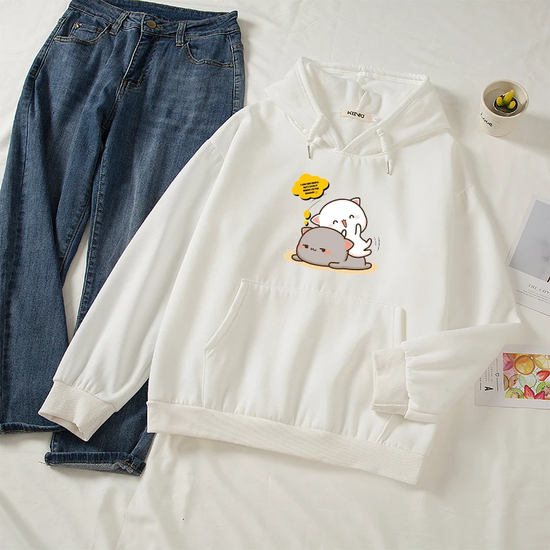 

Harajuku Kawaii Hoodie for Women Ullzang Cute Funny Cartoon Cat Hoodies Cotton Loose Long Sleeve Autumn Sweatshirts Casual Coat