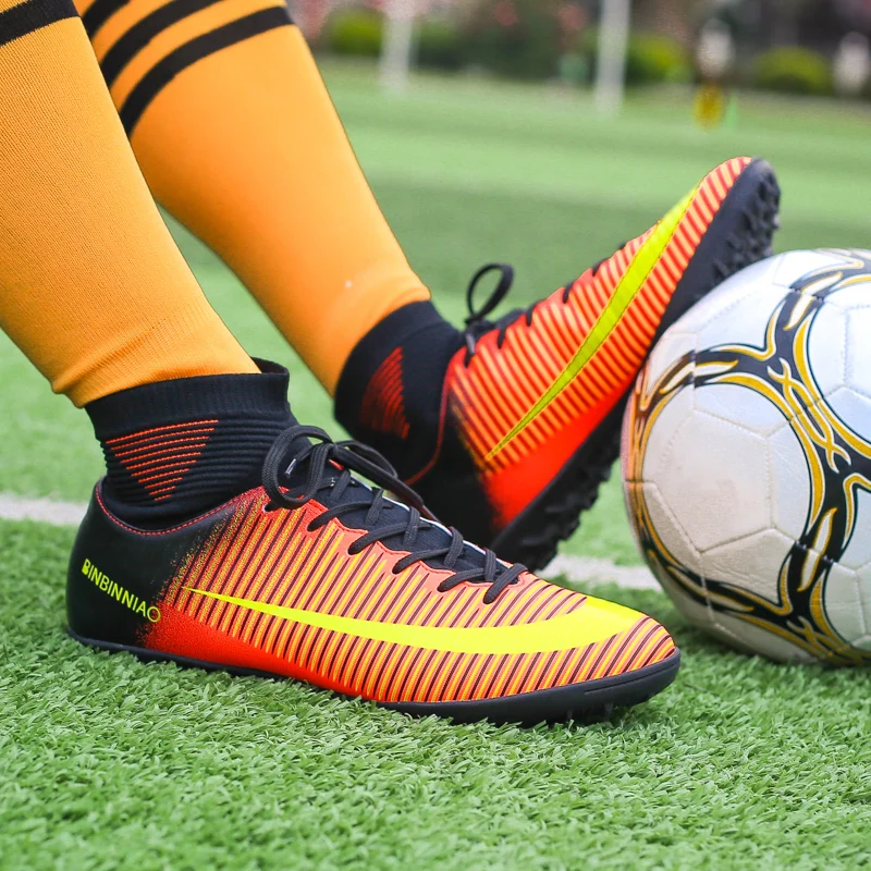 Мужские футбольные бутсы длинные шипы TF шипы по щиколотку высокие кроссовки мягкие домашние футбольные кроссовки для футбола
