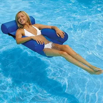 

Large Blue Swimming Pool Float Chair Portable Folding Swimming Ring Air Mattress Water Bed for Adults Children 100 120cm