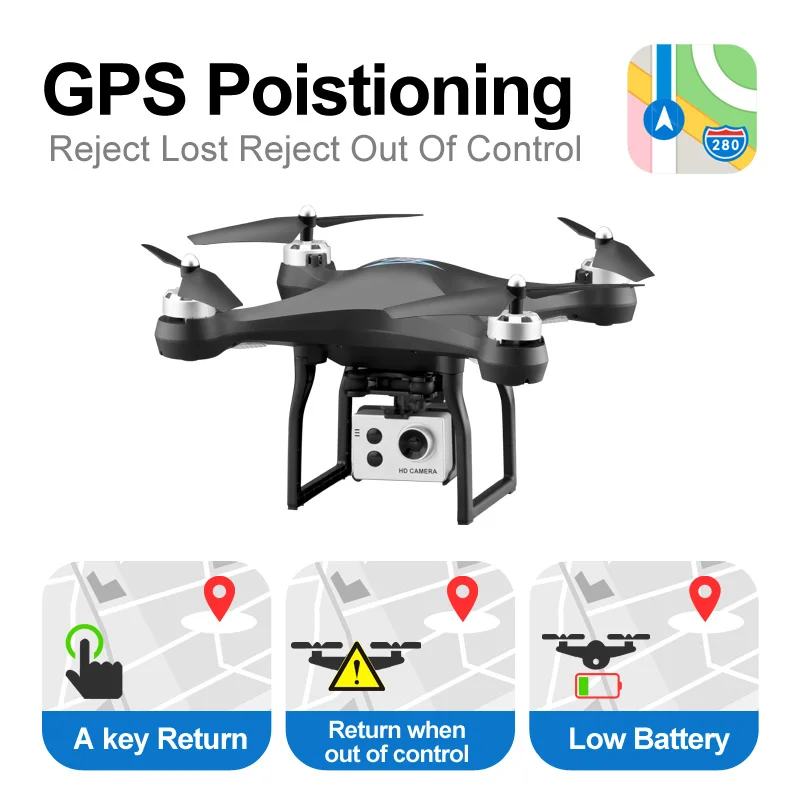 Радиоуправляемый вертолет с GPS навигацией и камерой 1080P WiFi FPV Дрон HD ESC камера
