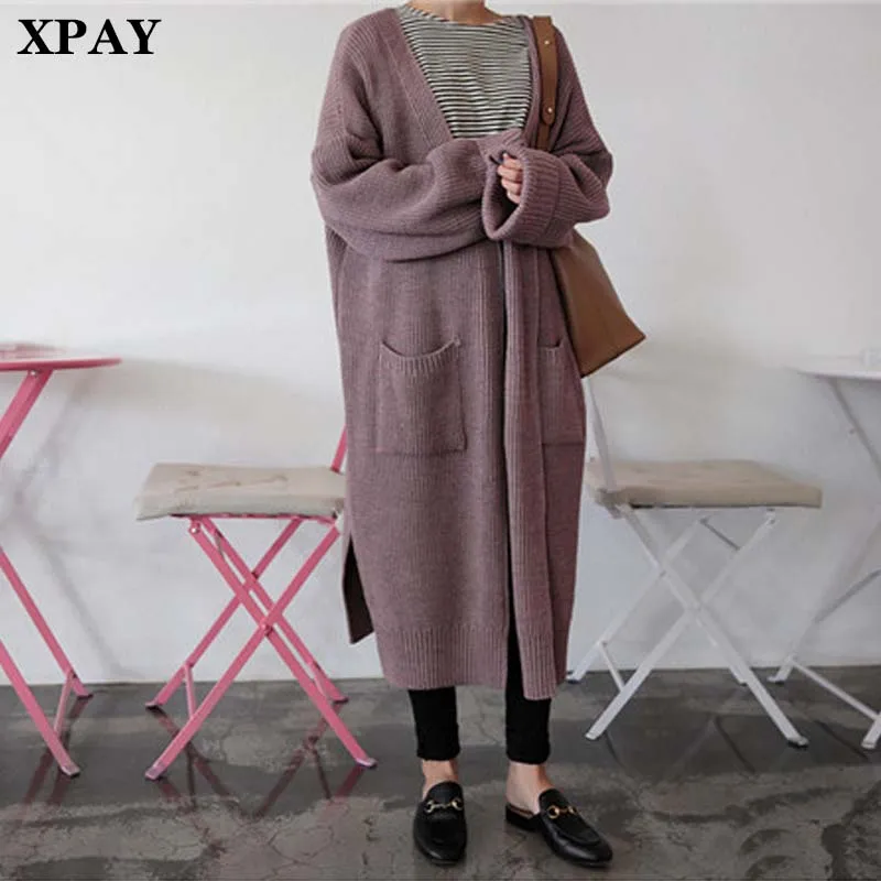 

2020 Spring Autumn Sweater Long Cardigan Women Plus Size Harajuku Knit Sweater Windbreaker Coat Vintage Korean Ladies Overcoats