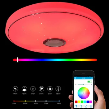 

36W/60W Smart Music Led Ceiling Light Lamp Flush Mount Music With Bluetooth Dimmable APP Control