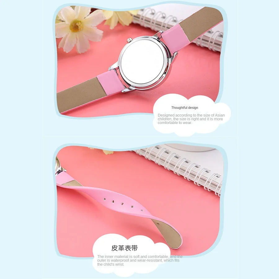 Elsa Watch Girls Elsa Princess Kids Watches Leather Strap Cute Children's Cartoon Wristwatches Gifts for Kids Girl watches