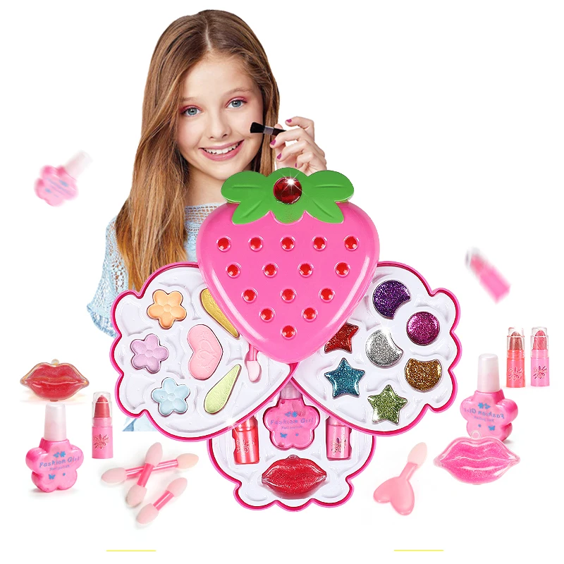 Модный набор для макияжа для девочек, детские игрушки для ролевых игр, набор для макияжа принцесс, безопасная Нетоксичная Косметическая Полировка Ногтей для девочек