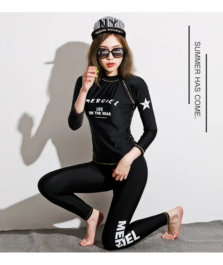 South Korea Women's Split Type Diving Suit Long Sleeve Sun-resistant Bathing Suit Quick-Drying Women's Snorkeling Suit Diving Su