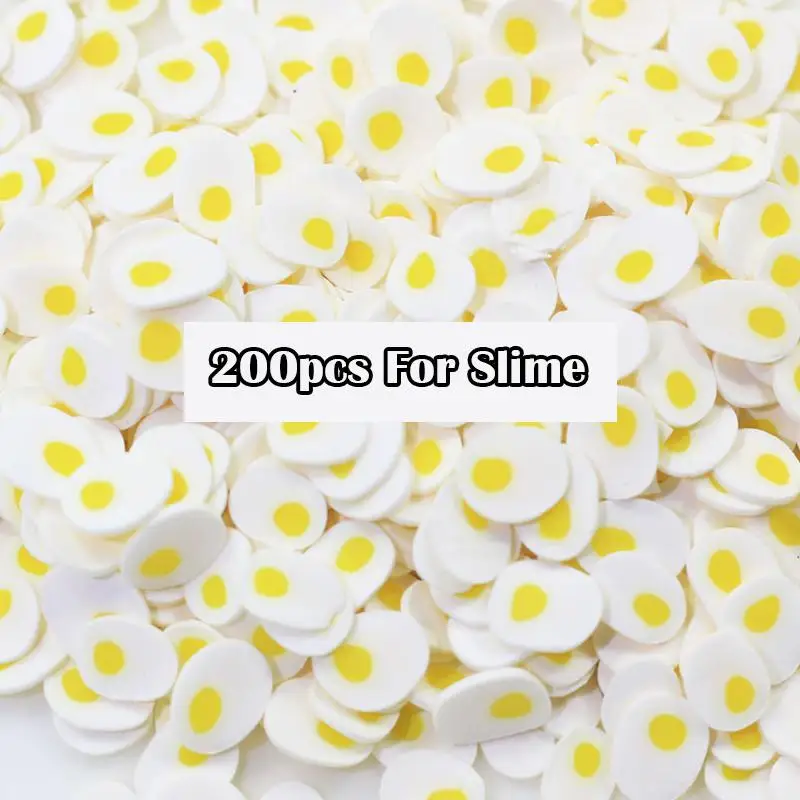 200 шт фруктовые ломтики авокадо Fimo добавки для поставки слаймов аксессуары для декора наполнитель для слизи амулеты глина Fimo для дизайна ногтей - Цвет: 200Pcs Egg