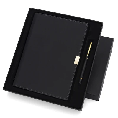 Gift Box B А5 светильник, роскошный офисный бизнес блокнот, переплетенный лист, спираль, блокнот, 6 отверстий, металлическая пряжка, ежедневник, на заказ, логотип, подарок - Цвет: Gift Box B