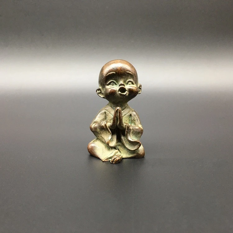 

Collection Chinese Brass Carved Lovely Small Monk Amitabha Buddha Sakyamuni Exquisite Small Statues