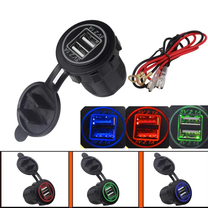 4.2A 12-24 в светодиодный USB зарядное устройство для мотоцикла Авто Грузовик ATV Лодка автомобиль двойной USB разъем зарядное устройство адаптер питания розетка мощность